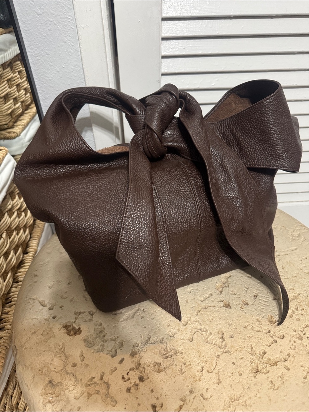 Elie Tahari Large Knot Hobo Elegant Chocolate Brown Leather